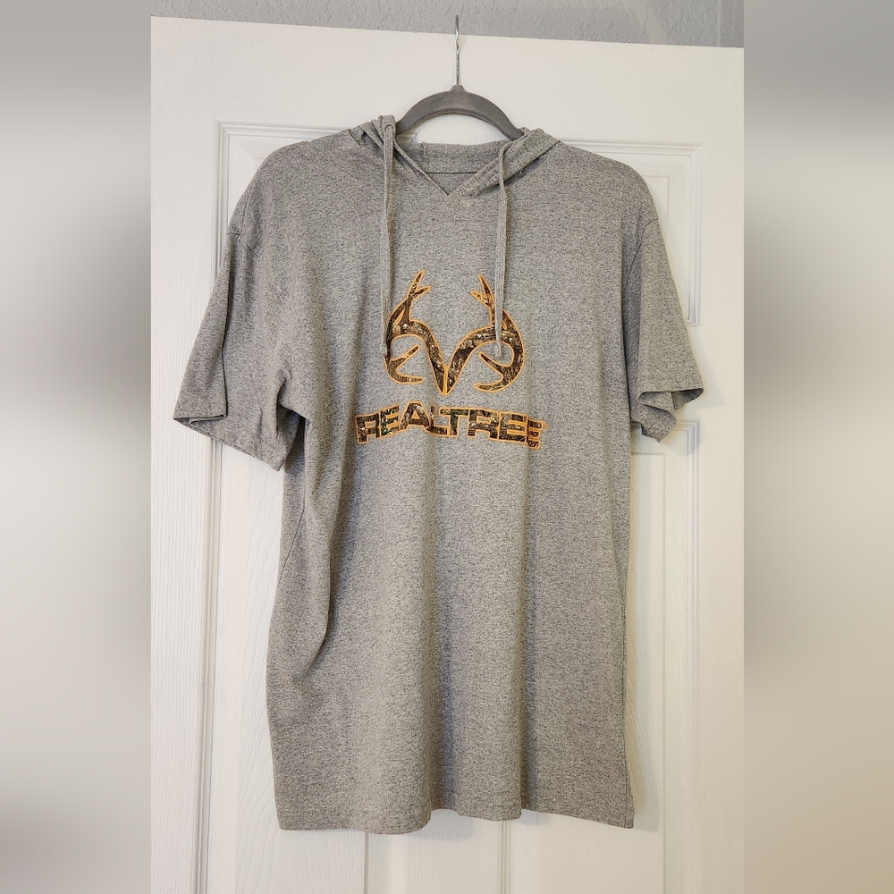Realtree Gray Short Sleeve Tshirt Hoodie